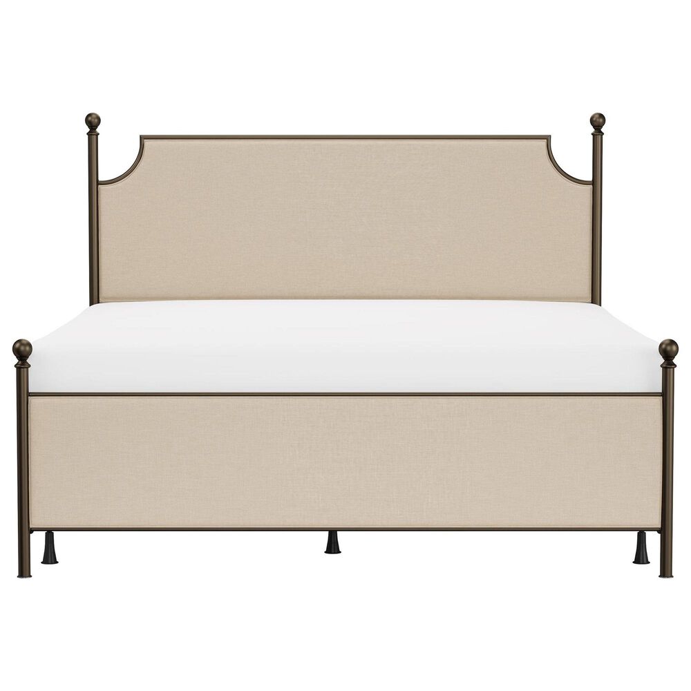 Richlands Furniture McArthur King Metal and Upholstered Poster Bed in Brown and Bronze, , large