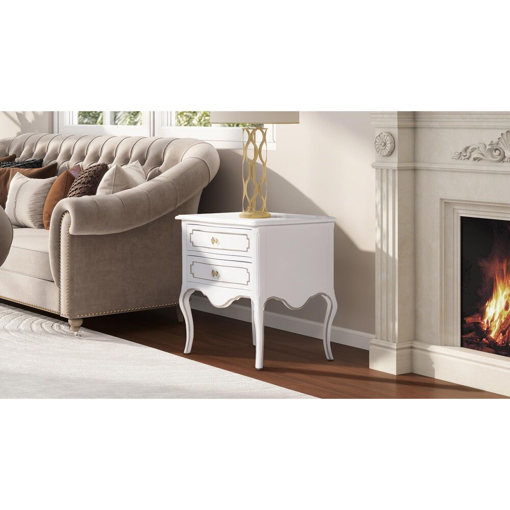 Jennifer Taylor Home Court Side Table in Soft White and Gold, , large