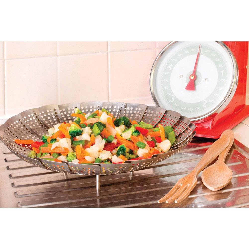 HIC Kitchen Collapsible Vegetable Steamer in Silver, , large