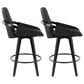 LumiSource Cosmo 26" Swivel Counter Stool with Black Upholstery in Black (Set of 2), , large