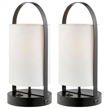 Lite Source Obelia Table Lamp with USB Port in Black (Set of 2), , large