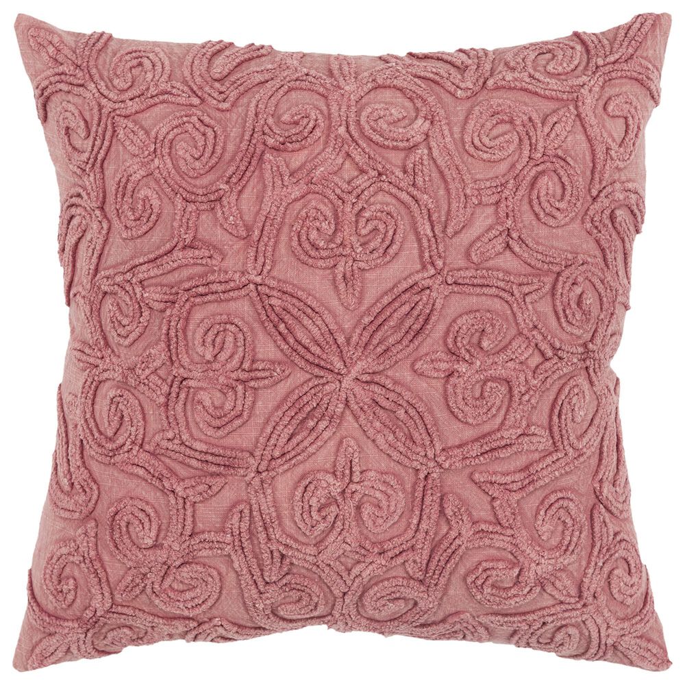 Rizzy Home Floral Solid 20" Pillow Cover in Rust, , large