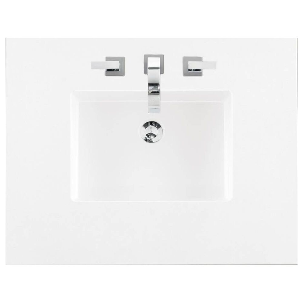 James Martin Vanities Amberly 30&quot; Single Bathroom Vanity in Walnut with 3 cm White Zeus Quartz Top and Rectangular Sink, , large