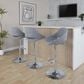 LumiSource Fabrico Swivel Adjustable Bar Stool with Grey Noise Fabric Upholstery and Rounded T Footrest in Chrome (Set of 2), , large