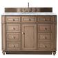 James Martin Vanities Bristol 48" Single Bathroom Vanity in Whitewashed Walnut with 3 cm Carrara White Marble Top and Rectangular Sink, , large