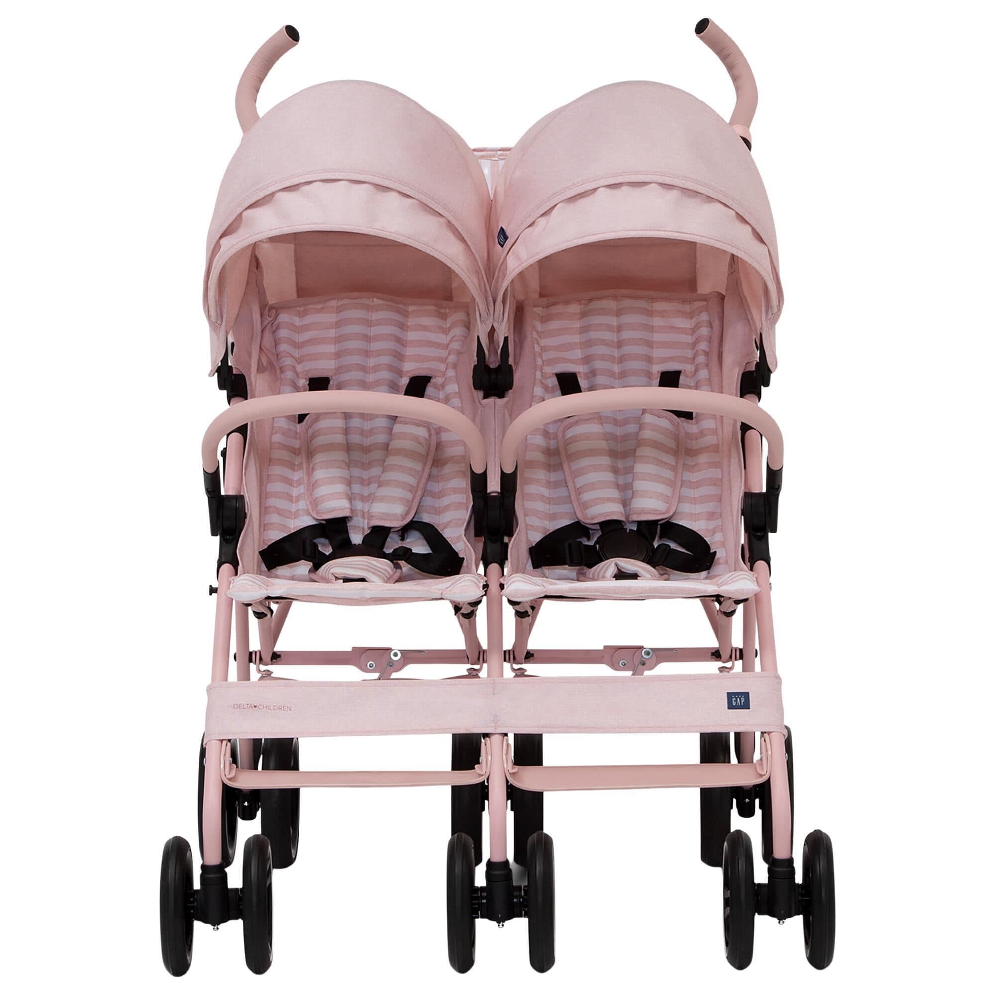 Delta Classic Side By Side Double Stroller in Pink Stripes NFM