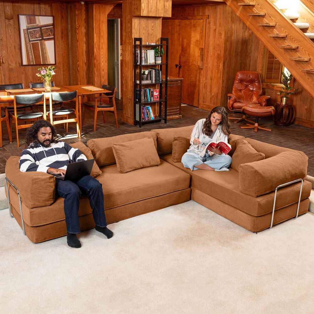 Jaxx Unsofa 2-Piece Modular Right Facing L-Shaped Sectional in Spice Orange, , large