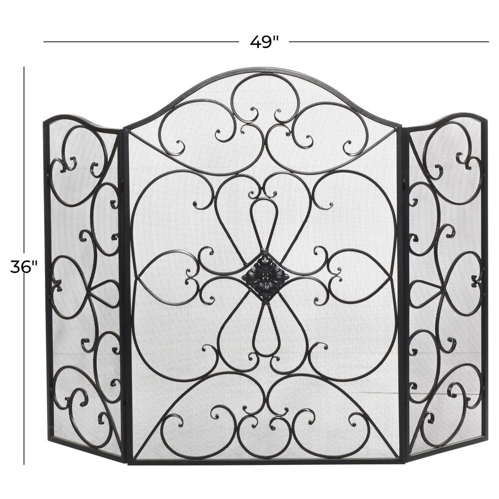 Maple and Jade 49&quot; x 36&quot; Fireplace Screen in Black, , large