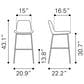 Zuo Modern Byron Barstool in White and Black, , large