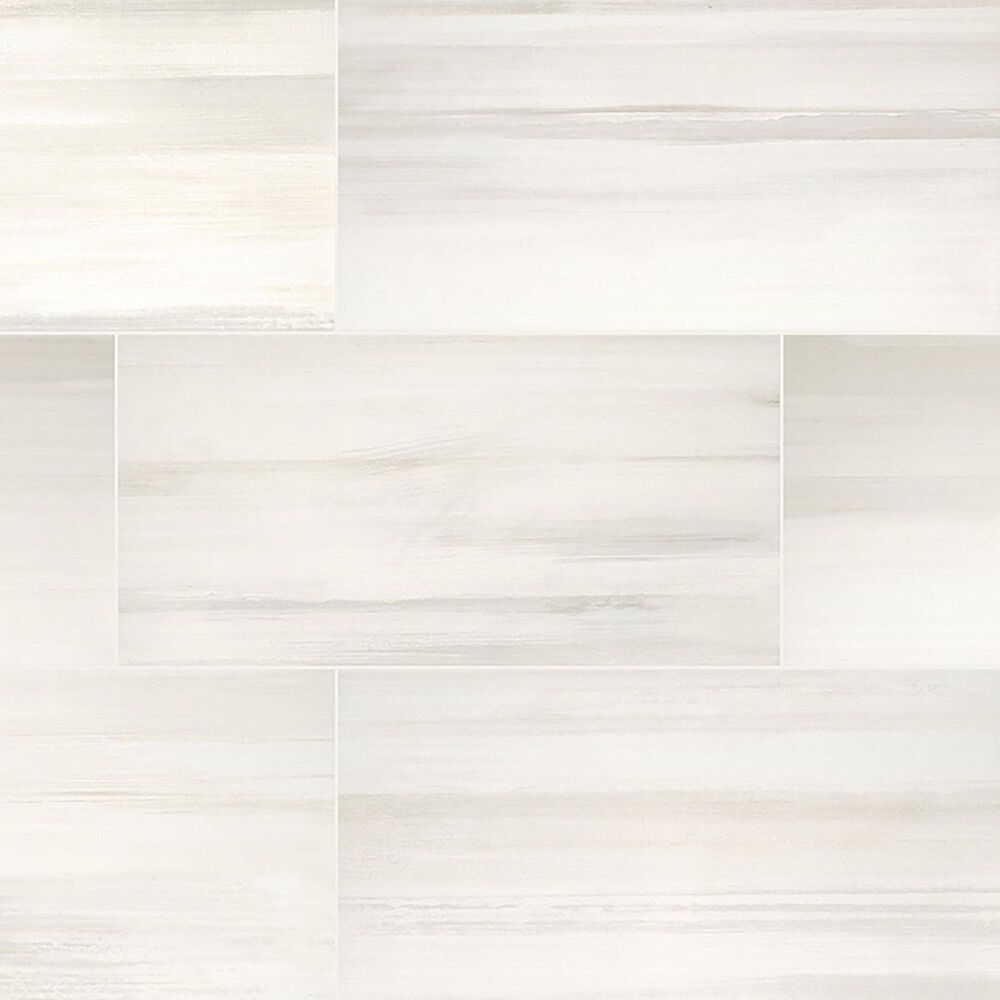 MS International Watercolor Bianco 12" x 24" Porcelain Tile, , large