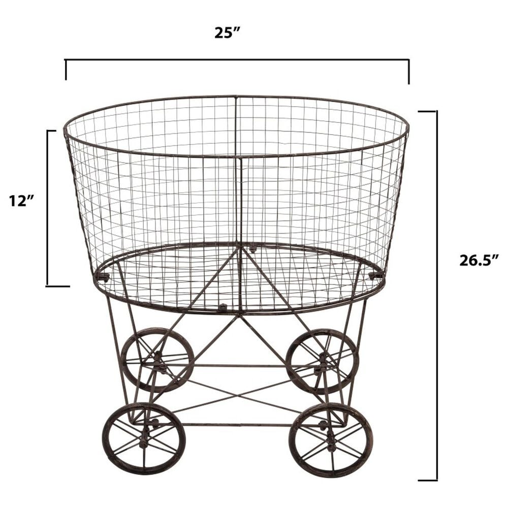 Creative Coop Metal Rolling Laundry Cart with Rack in Grey, , large