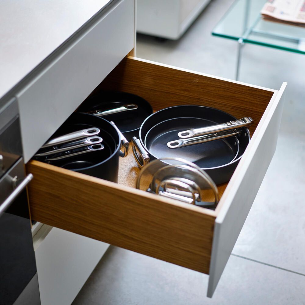 Joseph Joseph Space 12" Non-Stick Shallow Frying Pan with Folding Handle in Midnight Blue, , large