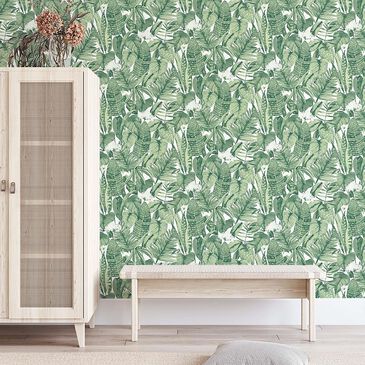 Tempaper 56 sq. ft. Tropical Jungle Green Peel and Stick Wallpaper, , large