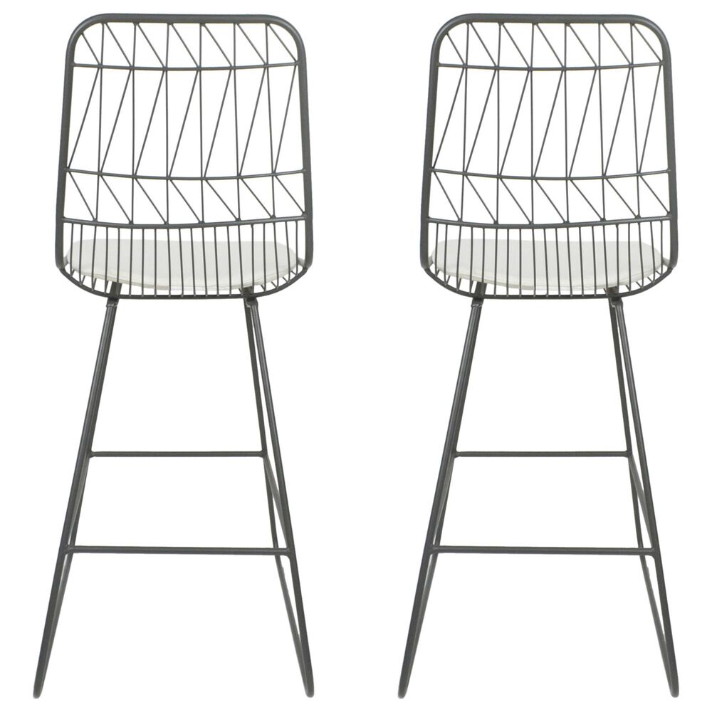 Hearth and Haven Niez Outdoor Counter Stool with Ivory Cushion in Gray &#40;Set of 2&#41;, , large
