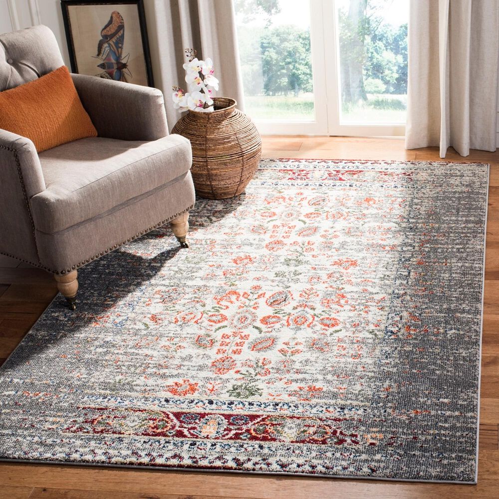 Safavieh Monaco MNC208T 5&#39;1&quot; x 7&#39;7&quot; Grey and Ivory Area Rug, , large