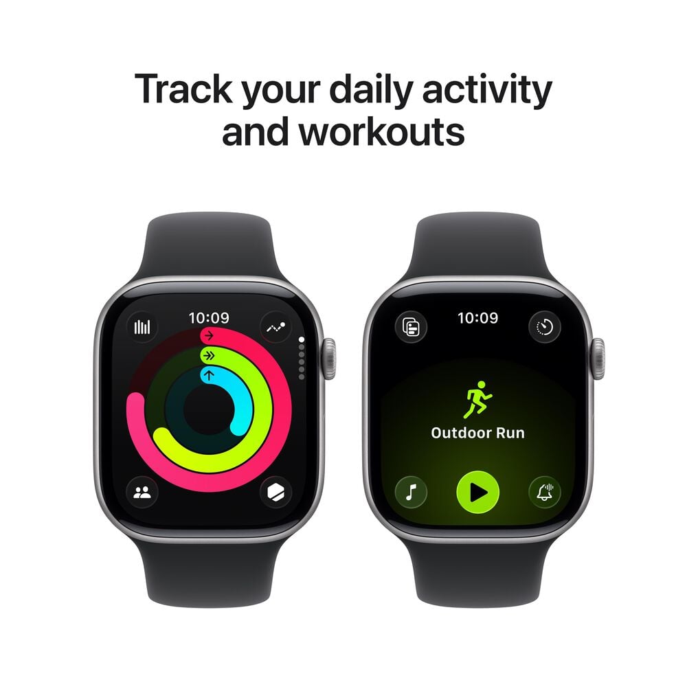 Apple Watch Series 11 &#40;GPS+Cellular&#41; 46mm Aluminum Case with Black Sport Band - M/L - Space Gray - &#40;2025&#41;, , large