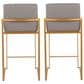 Lumisource Fuji Counter Stool with Grey Cushion in Gold Finish (Set of 2), , large