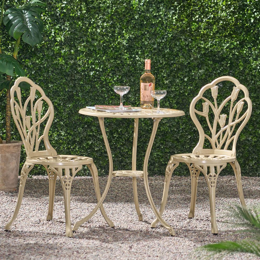 Noble House Nassau 3Piece Patio Bistro Set in Sand NFM