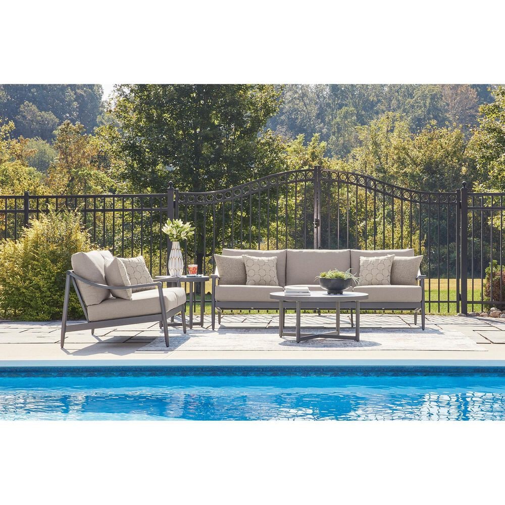 Ashley Ocean Beach Stationary Sofa with Cushions in Gray, , large