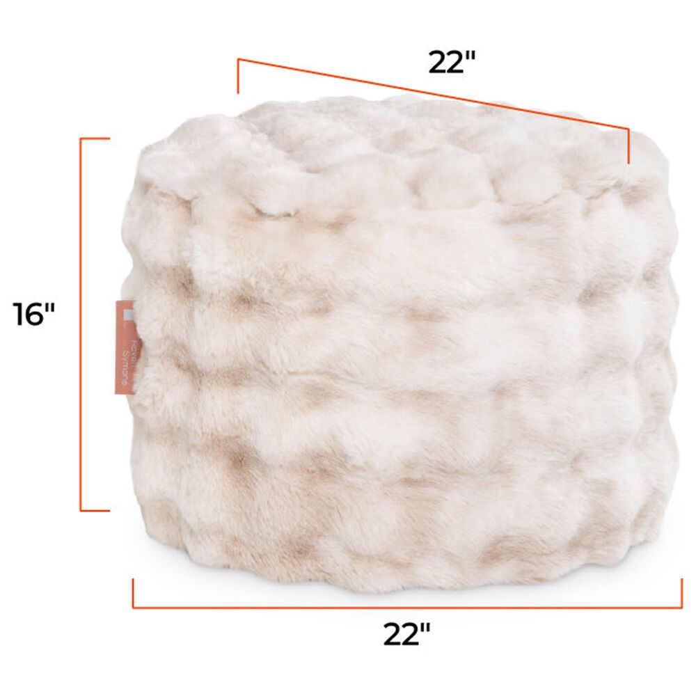 Jaxx Raven Round Accent Pouf in Phantom Cream, , large