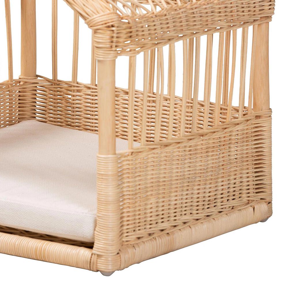 Baxton Studio Pieta Rattan Pet Bed with Removable Cushion in Natural Brown, , large