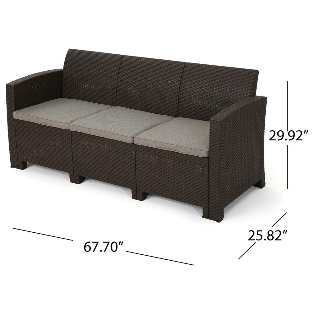 Noble House Selway 6-Piece Patio Square Firepit Chat Set in Brown, , large