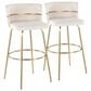 LumiSource Cinch 30" Swivel Barstool with Cream Upholstery in Gold (Set of 2), , large