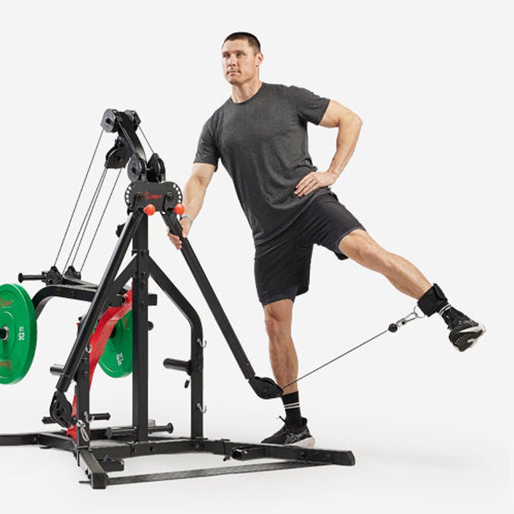 Sunny Health &amp; Fitness Multifunctional Strength Training Home Gym in Black and Red, , large