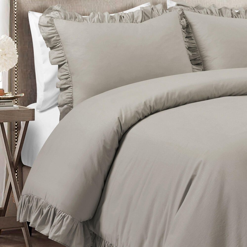 Triangle Home Fashions Reyna 3-Piece King Cotton Duvet Cover Set in Gray, , large