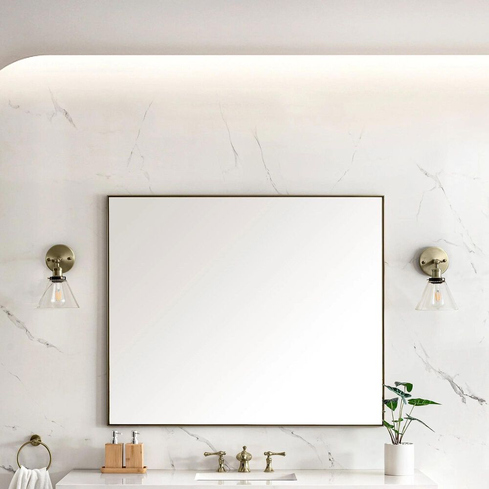 James Martin Vanities Rohe 48&quot; Rectangular Mirror in Champagne Brass, , large