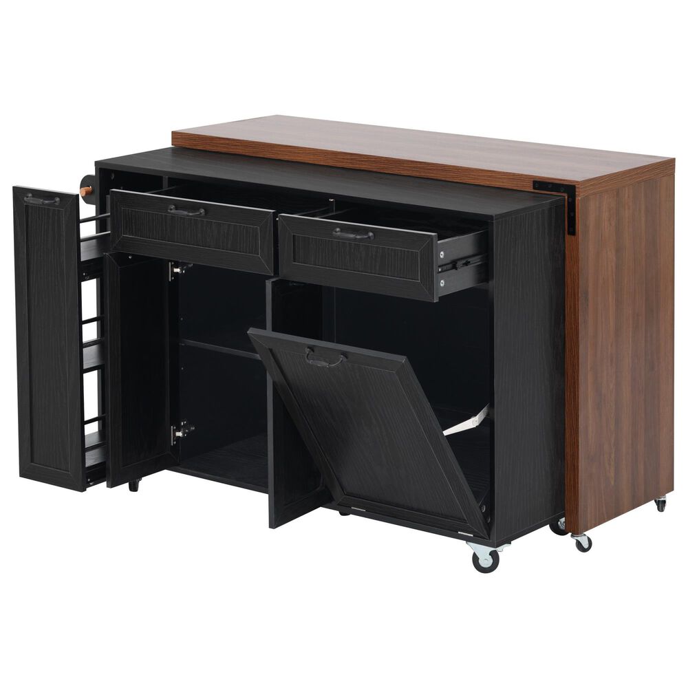 HOMLUX 102" Kitchen Island with Extendable Dining Table in Black, , large