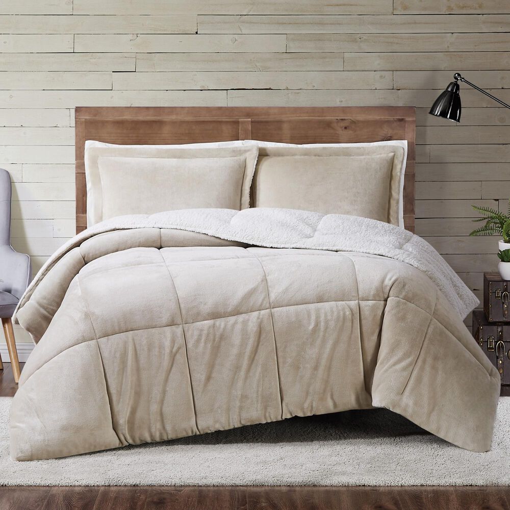 Pem America Truly Soft Cuddle Warmth 3-Piece Full/Queen Comforter Set in Tan, , large