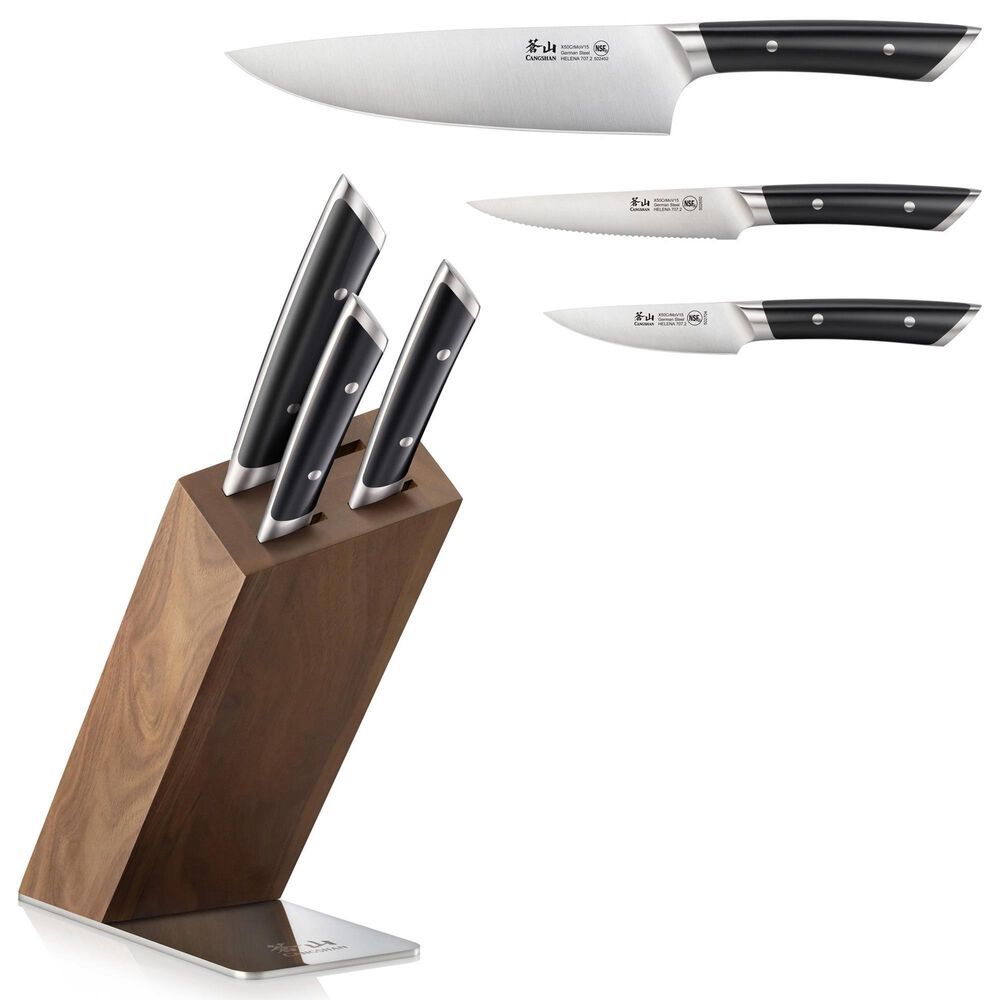 Cangshan Helena 4-Piece Knife Block Set in Black, , large