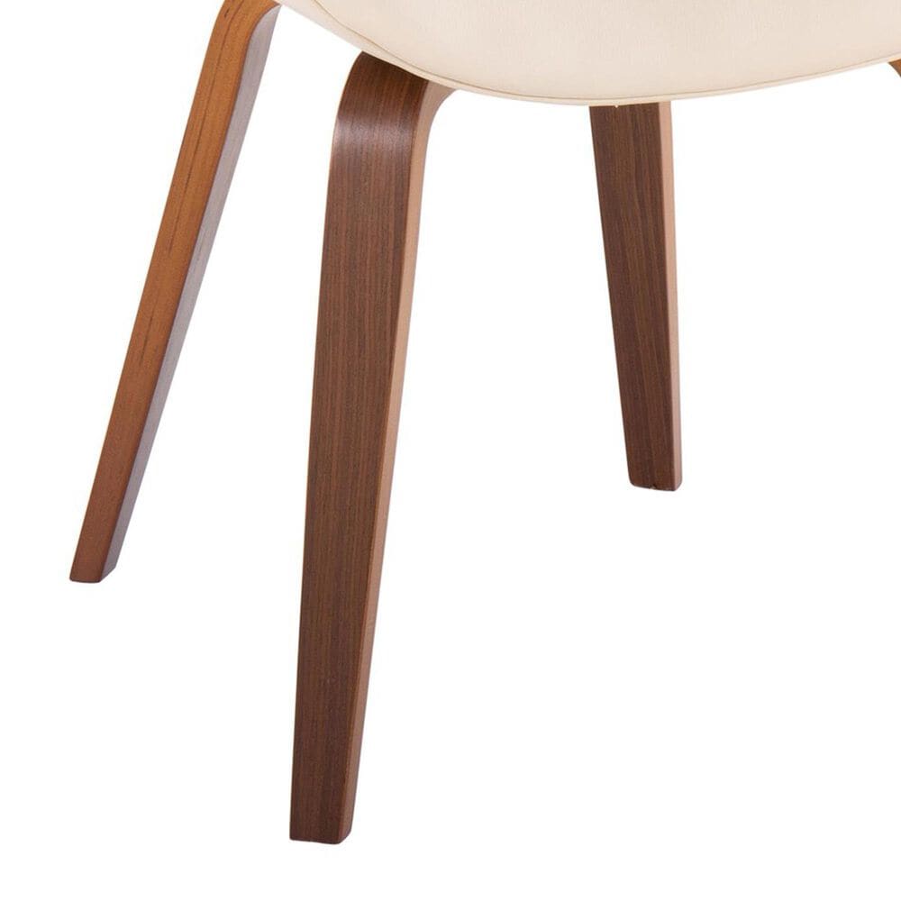 LumiSource Fabrico Side Chair with Cream Faux Leather Cushion in Walnut (Set of 2), , large
