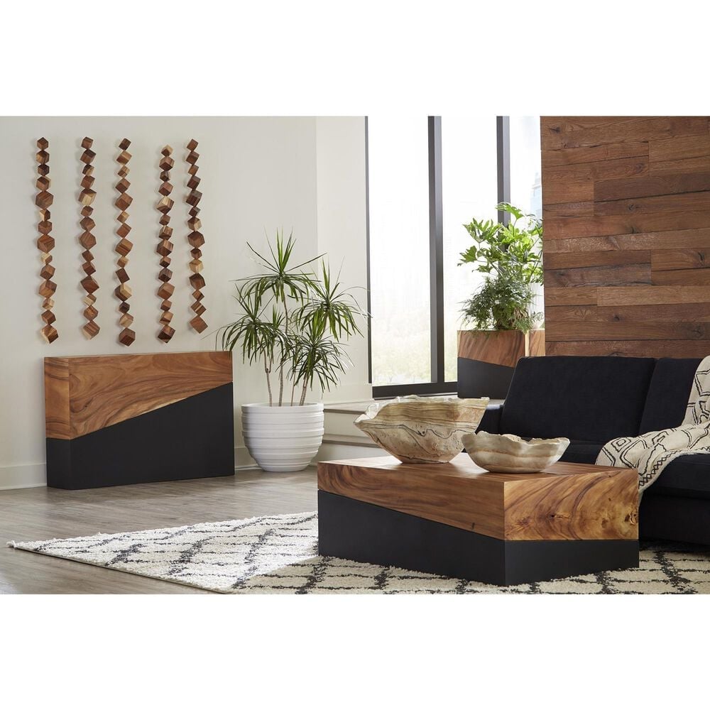 TimberHaus Geometry Console Table in Natural and Black, , large