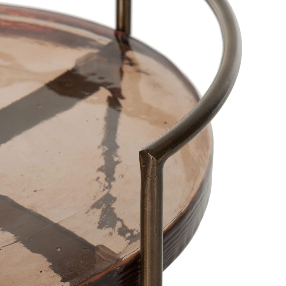 Four Hands Mira Bar Cart-Smoked Brown Cast Glass, , large