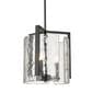 Golden Lighting Aenon 3-Light Wide Taper Candle Pendant with Hammered Water Glass Shade in Matte Black, , large