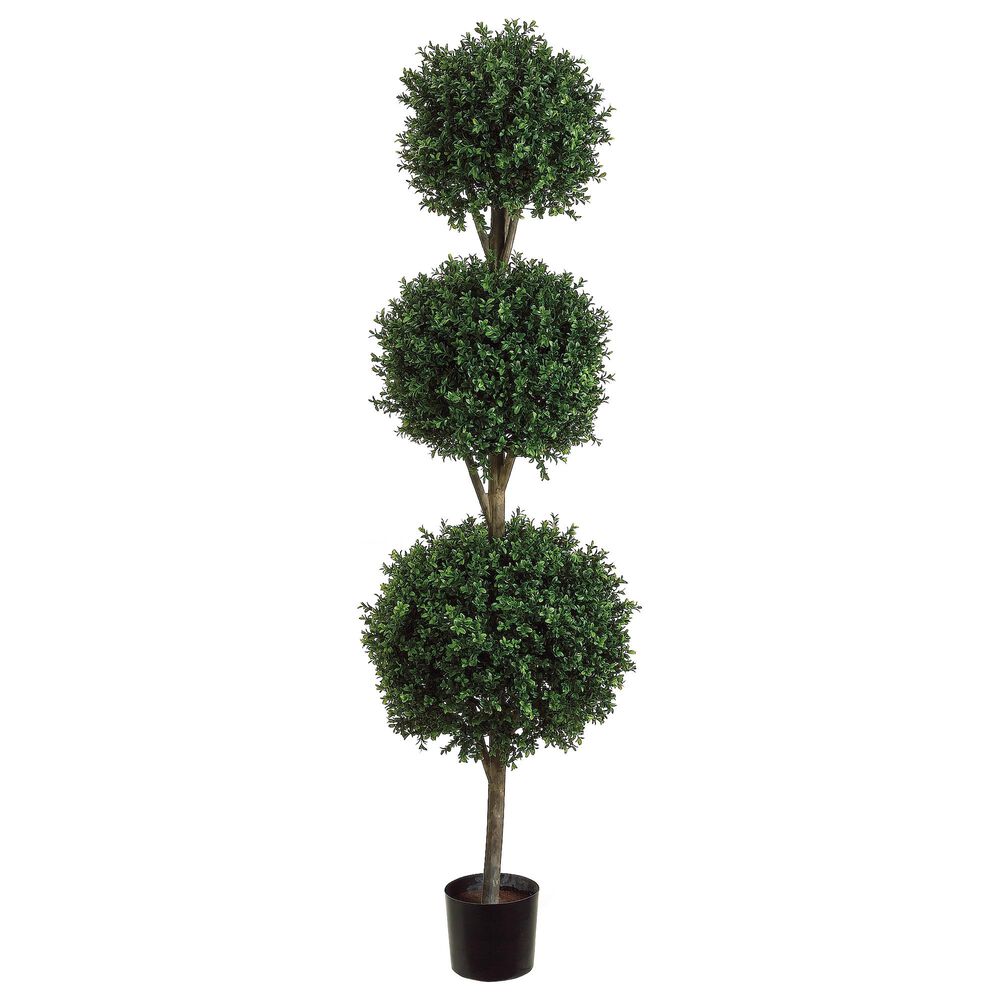Allstate Floral and Craft Inc 6" Tri Ball Boxwood Tree in Green, , large