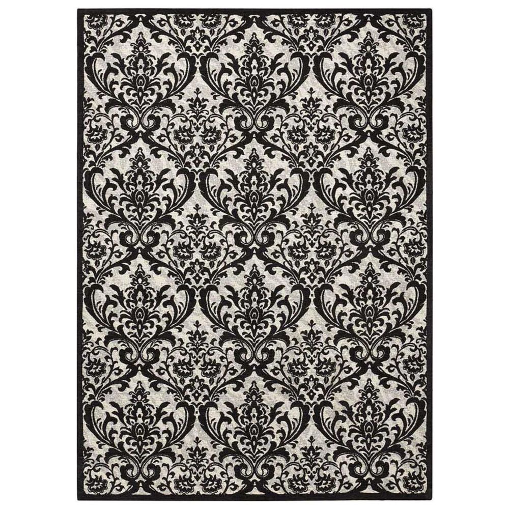 Nourison Damask DAS02 2"3" x 3"9" Black and White Area Rug, , large