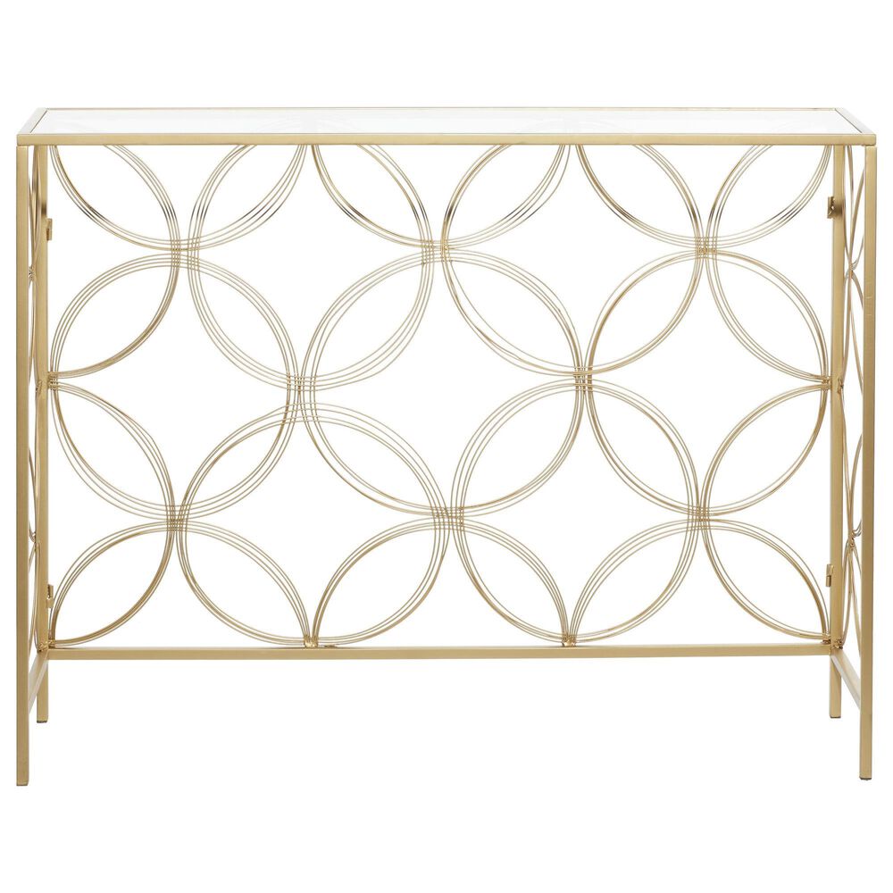 Maple and Jade 32" Console Table with Glass Top in Gold, , large