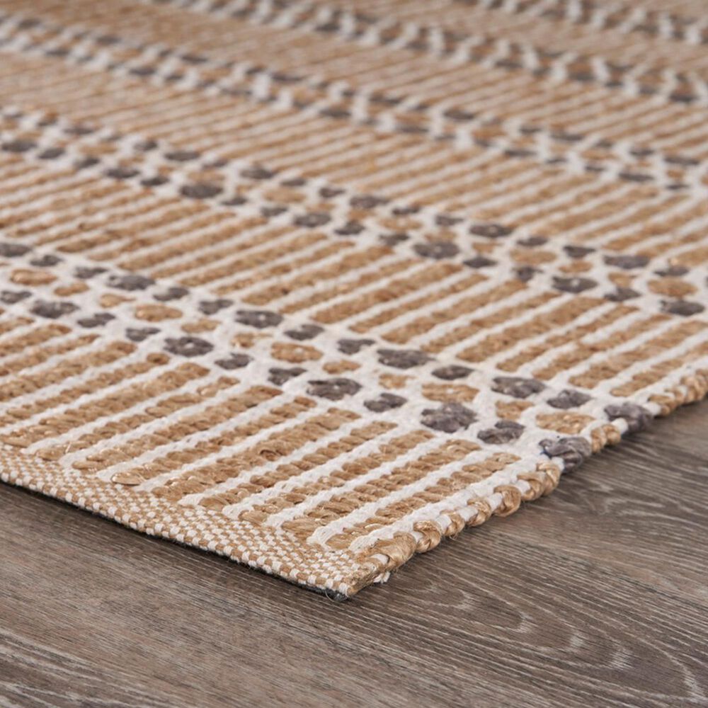 L&amp;R Resources Natural Fiber Striped Ivory Gray 5' x 7'9" Area Rug, , large