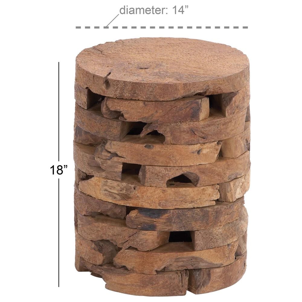 Maple and Jade Handmade Live Edge Drum Accent End Table in Brown, , large