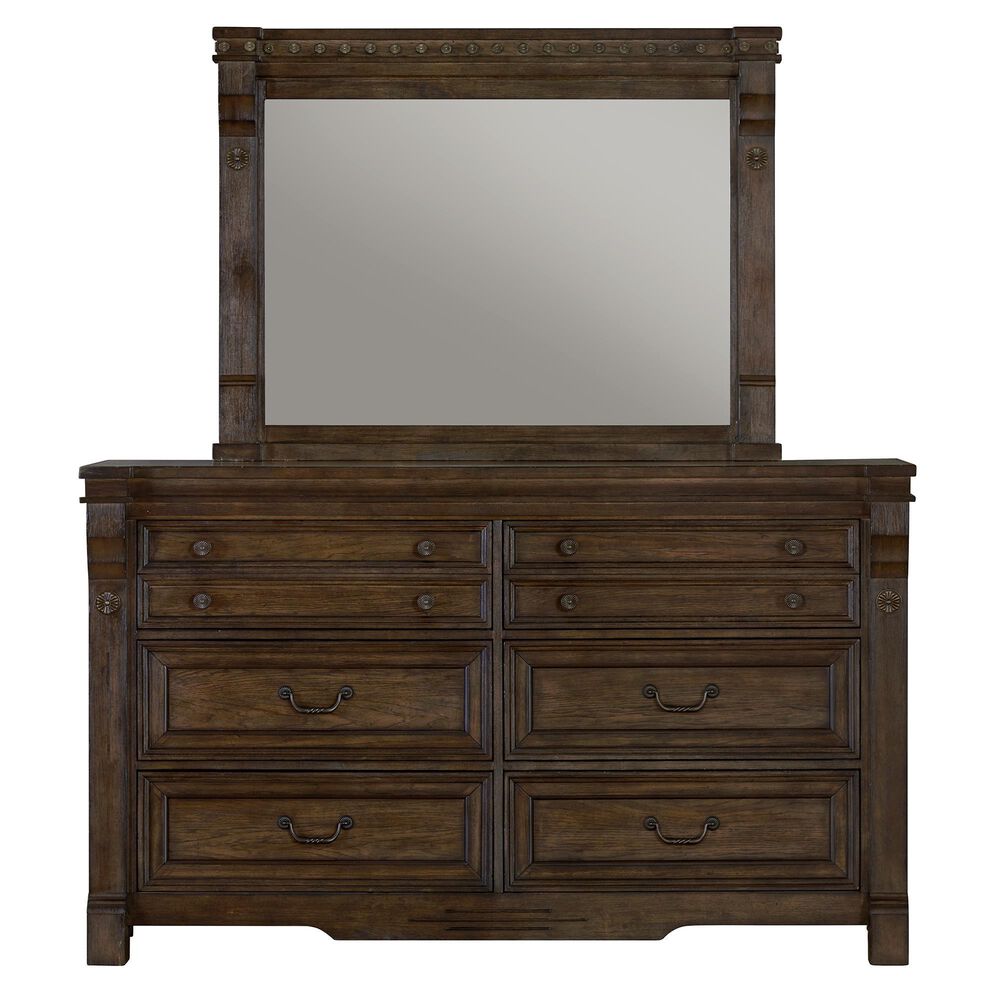 Sasha Lee Grand Teton 5 Piece Queen Bedroom Set in Warm Brown Oak, , large