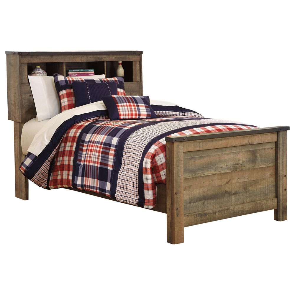 Ashley Trinell 4-Piece Twin Bookcase Bedroom Set in Brown, , large