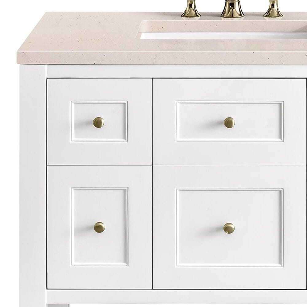 James Martin Vanities Breckenridge 36" Single Bathroom Vanity in Bright White with 3 cm Eternal Marfil Quartz Top and Rectangular Sink, , large