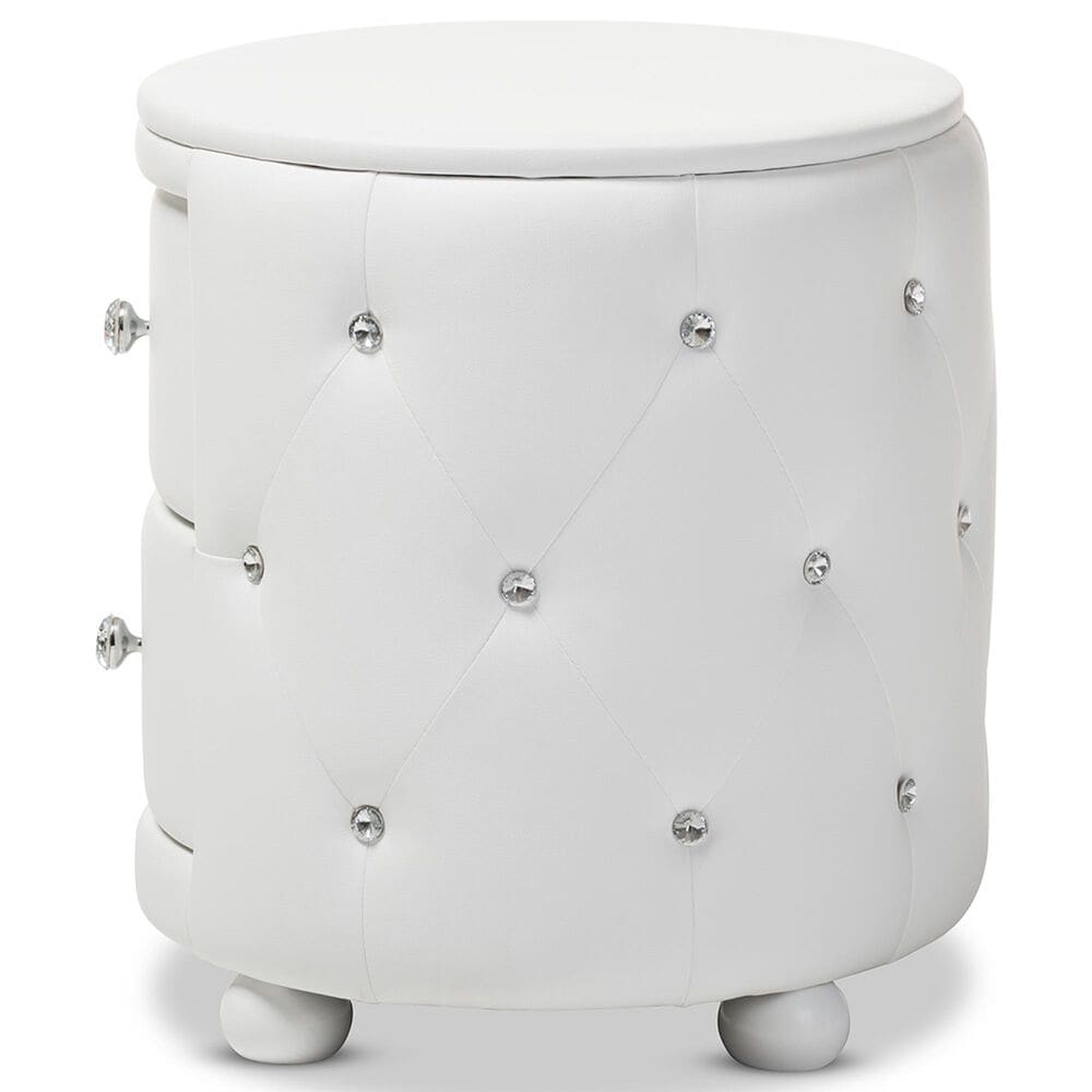 Baxton Studio Davina 2-Drawer Nightstand in White, , large