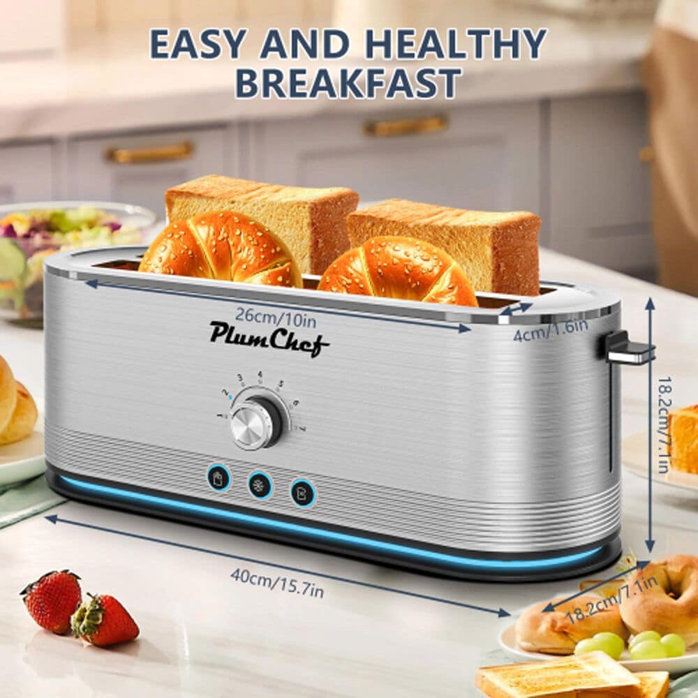 HOMLUX 4-Slice Toaster with 7 Browning Settings in Silver, , large