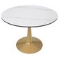 Leisuremod Bristol 40" Round Dining Table with MDF Top in Gold and Marbled White - Table Only, , large