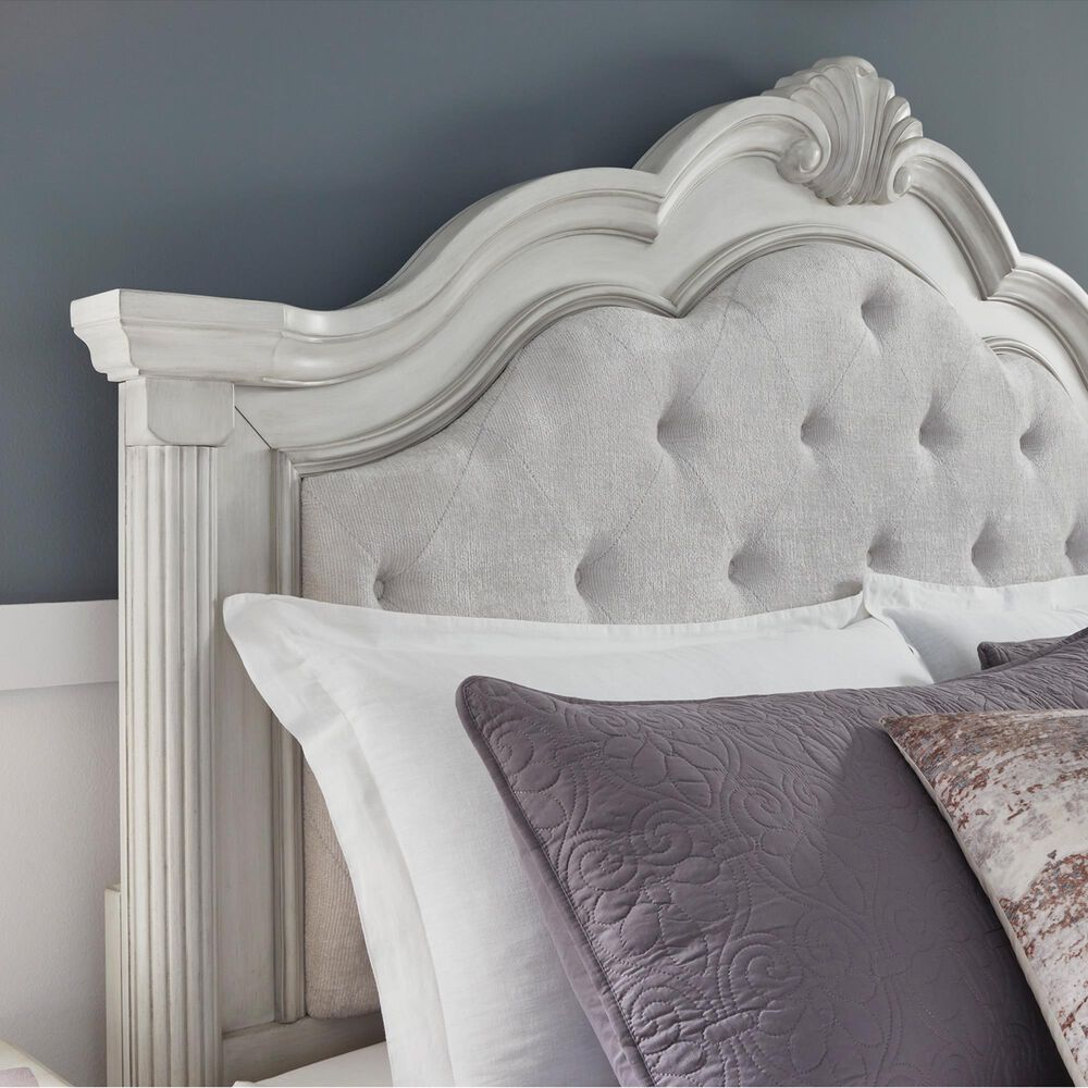 Ashley Montelaine King Upholstered Panel Bed in Antique White, , large