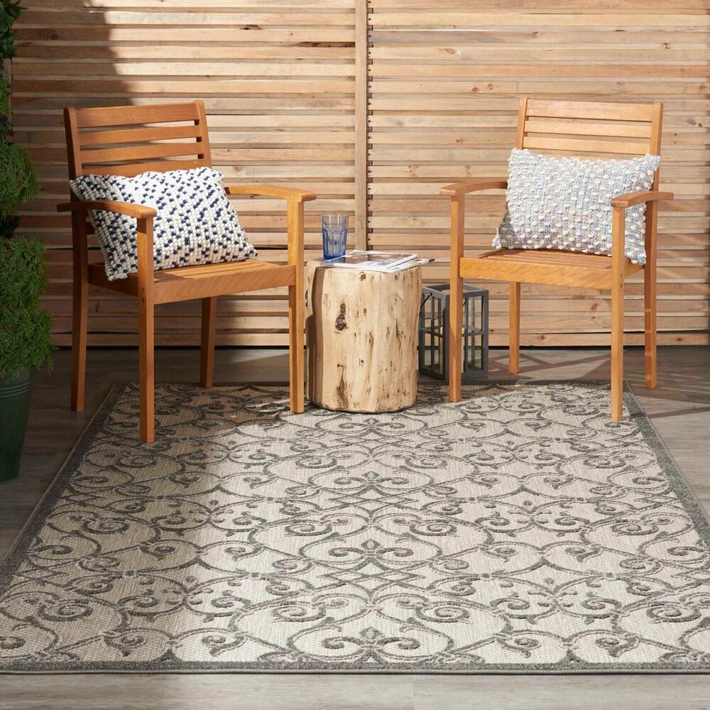 Nourison Aloha 3&#39;6&quot; x 5&#39;6&quot; Grey and Charcoal Indoor/Outdoor Area Rug, , large